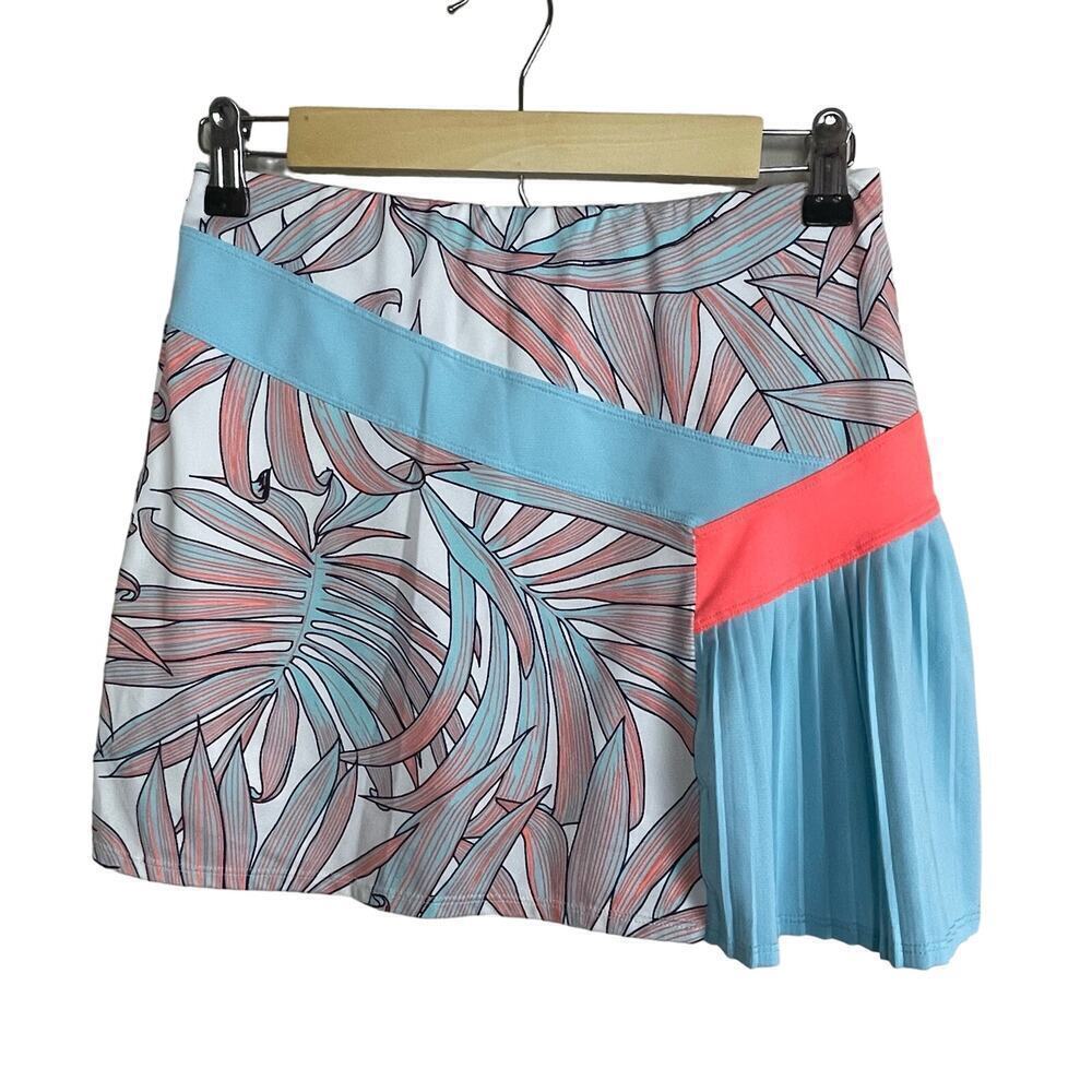 Tail Activewear Golf Skirt Skort Turquoise Flounce Pintuck Pleats Side Hip Sz XS